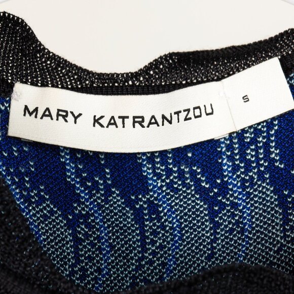 Mary Katrantzou PF/16 Swisher Blue Sleeveless Wavy Print Knit Dress - Picture 8 of 12
